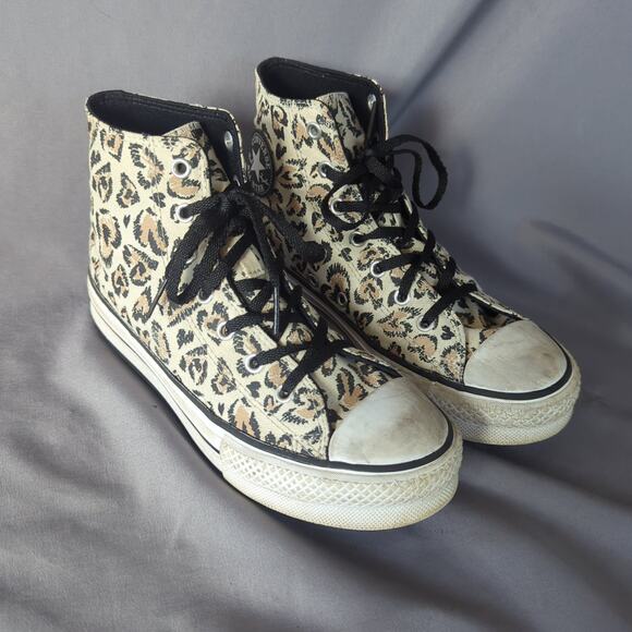 Converse Shoes - Converse Chuck Taylor All Star Heart Leopard Print High Top Sneakers